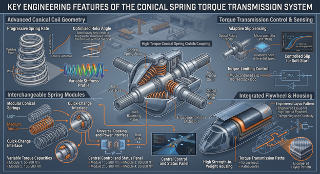 Conical spring torque transmission diagram