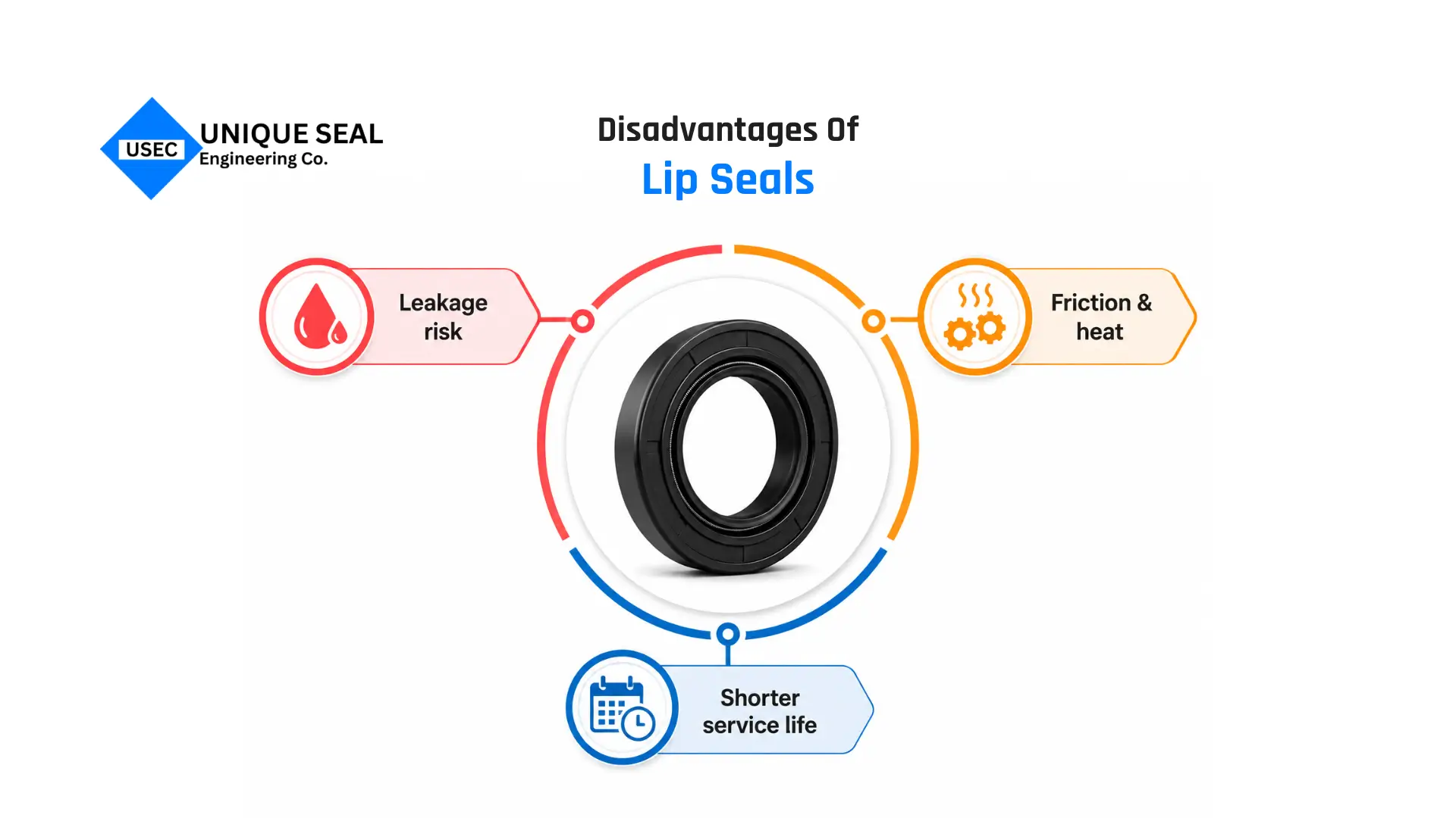 Disadvantages of lip seal in demanding industrial applications.