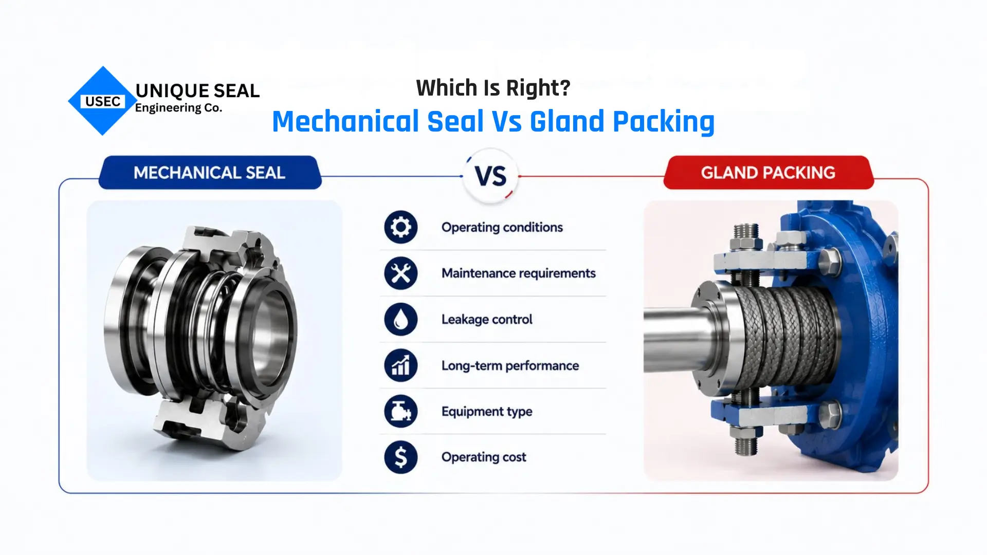 Mechanical seal and gland packing difference for selecting the right industrial sealing solution.