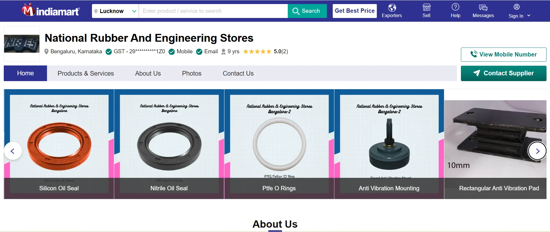 National Rubber supplies mechanical seals for Bangalore industrial applications.