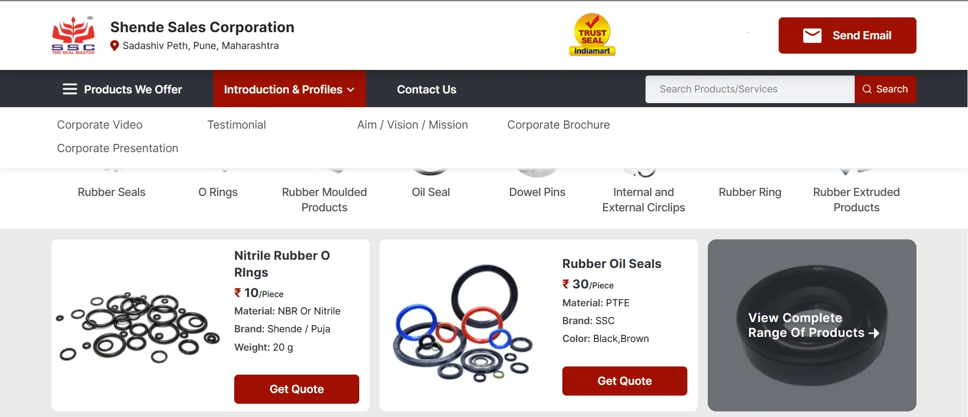 Shende Sales Corporation mechanical seal suppliers in Pune.