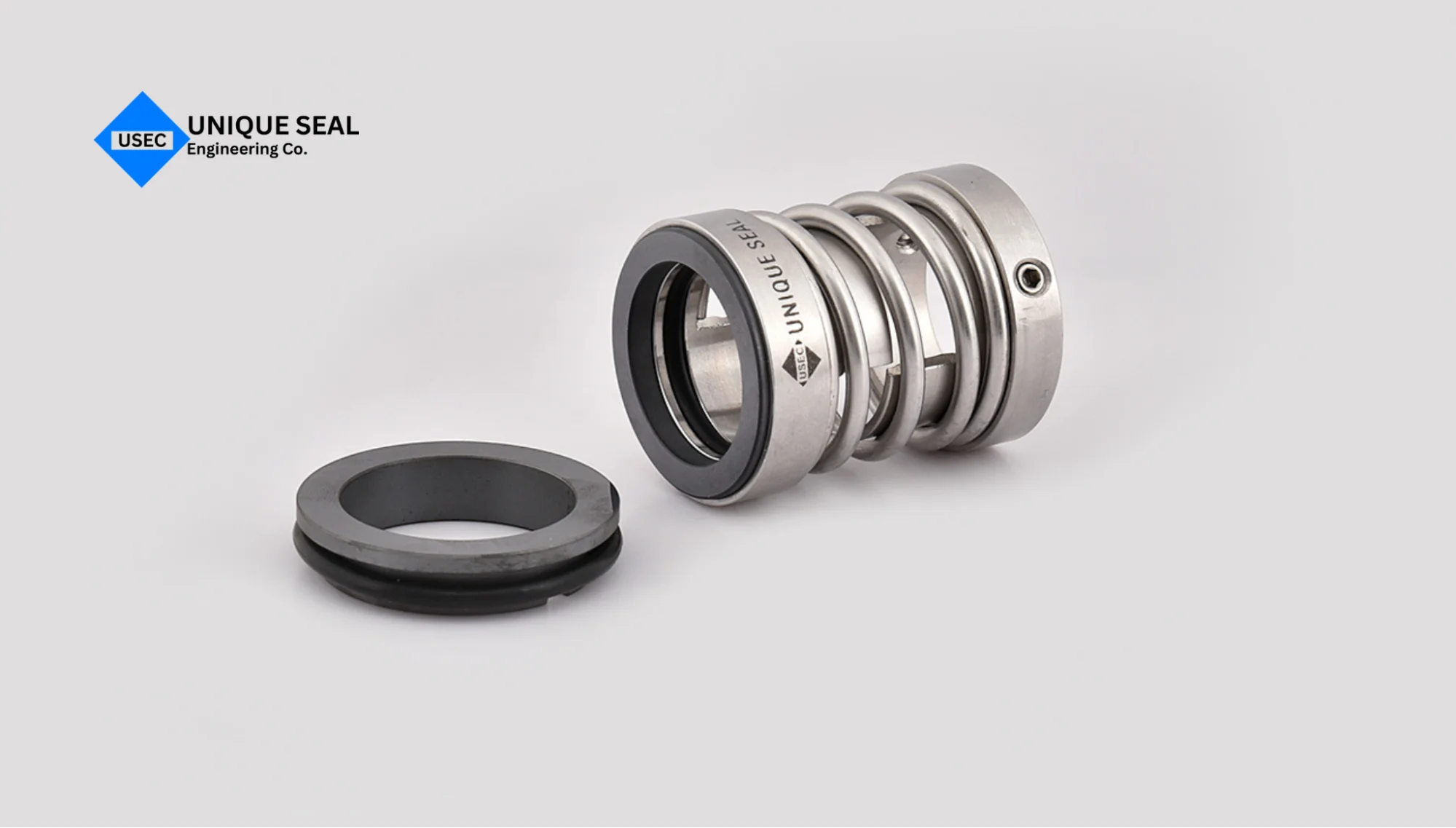 single spring mechanical seal working showing rotary and stationary seal faces.