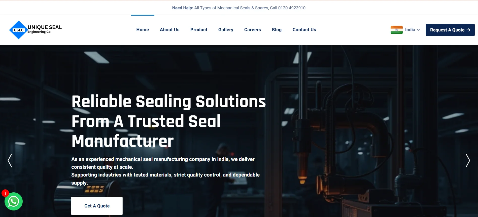 Single spring mechanical seal supplied by Unique Seal Engineering Co. for reliable pump sealing in industrial applications.